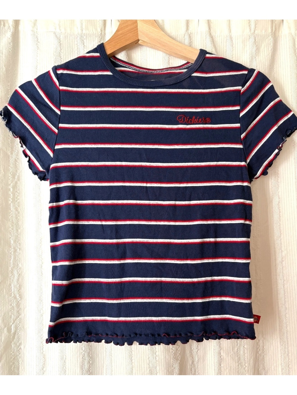 Dickies Navy Blue Striped Short Sleeve Knit Top
